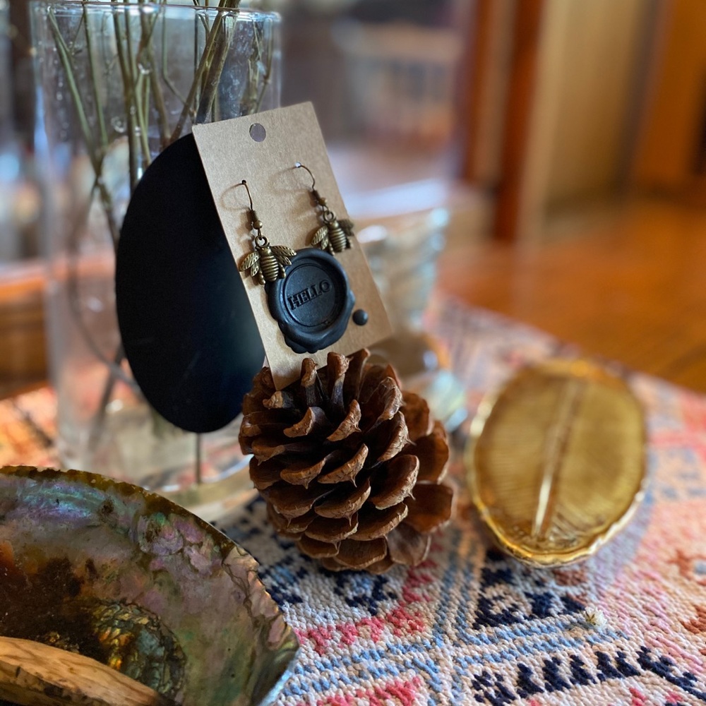 Antique Bronze .05” Bee Earrings